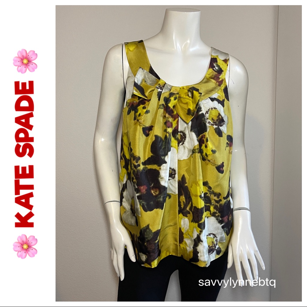 Kate Spade Women Yellow Silk Floral Top Small Nwot